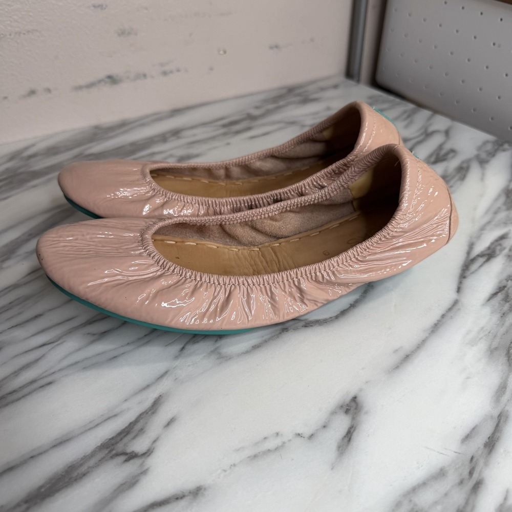 Tieks Women's Cream Pink Leather Foldable Ballet Flats Slip-On Round Toe Size 9